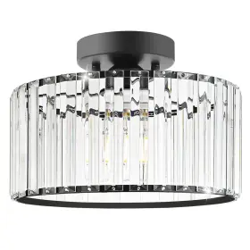 241026 Lxybcce Crystal Ceiling Light Fixture Modern Semi Flush Mount 11in - 1 Black