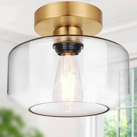 Lynnoland Gb1900 Industrial Semi Flush Large Brushed Gold Includes 12 Bulb 2700k 800lm