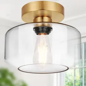 Gb1900 Lynnoland Industrial Semi Flush Large Brushed Gold Includes 12 Bulb 2700k 800lm