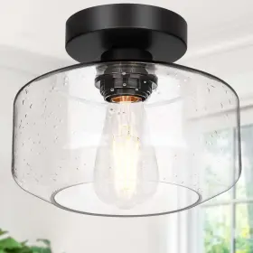 N1900cl03001 Lynnoland Industrial Semi Flush Mount Ceiling Light 800 Lumen Seeded Glass 12 Bulb