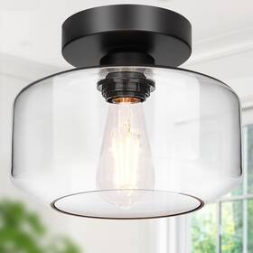Lynnoland N1900cl03002 Industrial Semi Flush Large Clear Glass Includes 12 Bulb 2700k 800lm
