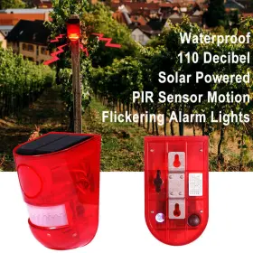 3ec10010-b Maimaimb Solar Alarm Led Light Strobe Wireless Motion Sensor Detector Outdoor