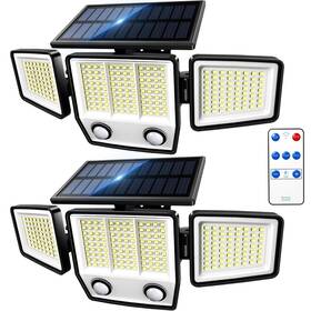 Mdcmdcm 2pack Remote Solar Motion Sensor Outdoor Lights Waterproof - 3000lm 3 Modes Security Light