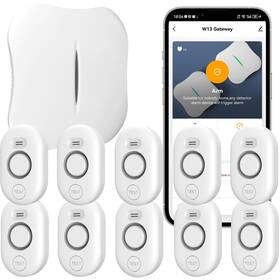 Metak Wifi-w13 Wd61x10-white Wifi Water Leak Detector For Home With App Notification 1 Gateway 10 Sensor