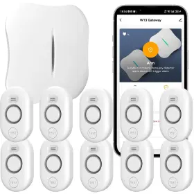 Wifi-w13 Metak Wd61x10-white Wifi Water Leak Detector For Home With App Notification 1 Gateway 10 Sensor