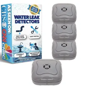 Mindful Design 841478140986 4 Pack Water Leak Detector - 95 Db Flood Detection Alarm Sensor For Bathrooms
