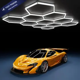 M-ckd-18h Modern 11grids Hexagon Garage Light 11 Hex 129 Inch L X 92.5 W 1.4 H White