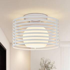 Ms Mu She Shu Zi Gh9916 Modern Industrial Semi Flush Mount Ceiling Light 1-light White