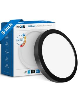 Nicor Dse83120srdbk 8 Inch Round Led Surface Mount Ceiling Light - Dimmable Black