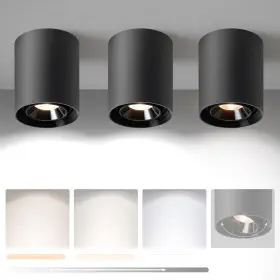 Cylinder-3p Okeli 136796 Black Modern Led Dimmable Ceiling Light Fixtures For
