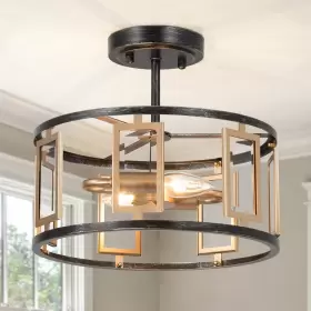 Optimant Lighting 723803745267 Semi Flush Mount Ceiling Light 2-light Modern Close Gold