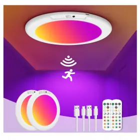 Or-clyrgb02 Oryar 2 Pack Rechargeable Motion Sensor Ceiling Rgb Color And White