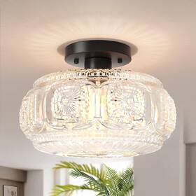 Oykyohei 16159 Semi Flush Mount Ceiling Light Upgraded Larger 11.03 Inch Black