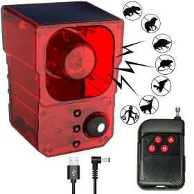 Paipaimeiren 037166509252 Solar Motion Sensor Alarm Outdoor - Dog Barking Gunshot&siren Sounds For