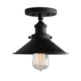 Phansthy Fty177th Industrial Semi Flush Mount Ceiling Light 1-light Pendant Black