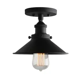 Fty177th Phansthy Industrial Semi Flush Mount Ceiling Light 1-light Pendant Black
