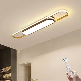 Qcyuui 5315 Linear Ceiling Light Modern 43.3 In Black And Gold/dimm/48w/43.3in