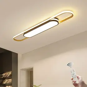 5315 Qcyuui Linear Ceiling Light Modern 43.3 In Black And Gold/dimm/48w/43.3in