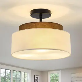 1401 Qgiytp 13 Inch Double Drum 3-light Semi Flush Mount Ceiling Light Fixture Black