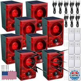 B0d926sh11 Qualirey Solar Outdoor Motion Sensor Alarm Animal Deterrent Gunshot Sound Dog