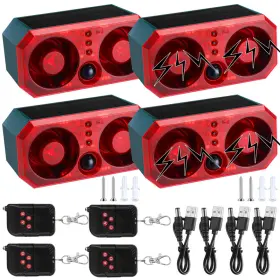 B0dkxb491k Qualirey 4 Pcs Solar Outdoor Motion Sensor Alarm Animal Deterrent