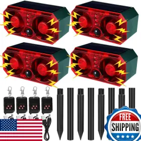 B0dp78dpys Qualirey 4 Pcs Solar Outdoor Motion Sensor Alarm Stake Animal Deterrent Dog