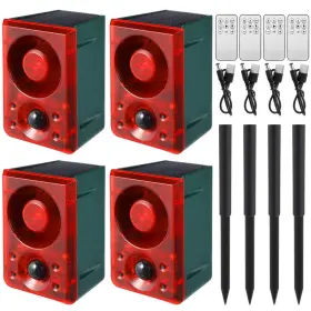 B0drggwycy Qualirey 4 Pcs Solar Outdoor Motion Sensor Alarm Stake Gunshot Sound Dog