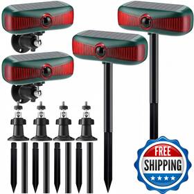 Qualirey B0f6ygk8p9 4 Pcs Solar Outdoor Alarm Motion Sensor 129db Security Siren