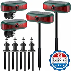 B0f6ygk8p9 Qualirey 4 Pcs Solar Outdoor Alarm Motion Sensor 129db Security Siren