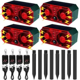 Mna-qualirey-1951 Qualirey 4 Pcs Solar Outdoor Motion Sensor Alarm With Stake Animal Deterrent