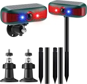 Mna-qualirey-2247 Qualirey 2 Pcs Solar Outdoor Alarm Motion Sensor 129db Security Siren Ultrasonic
