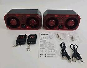 Qxmh Sl17-2 Solar Motion Sensor Alarm 2x 130db Adjustable Volume Barking Dog -2pack