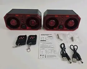 Sl17-2 Qxmh Solar Motion Sensor Alarm 2x 130db Adjustable Volume Barking Dog -2pack