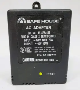 49-475 Radio Shack Safe House Alarm System Ac Adapter 49-475/485
