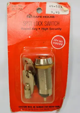 49-511 Radio Shack Safe House Spst Lock Switch Round Key