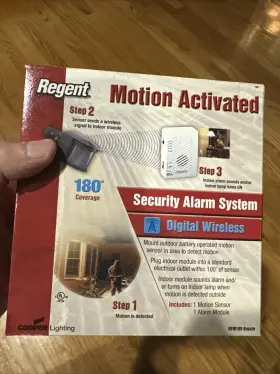 Regent 044427350973 Motion Activated Security Alarm Digital 180 Wireless New