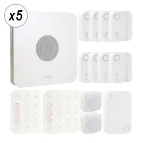 Alarm-14-5x-k Ring 614198426360 Alarm 14-piece Home Security Kit Wireless System Works With Alexa - 5 Units