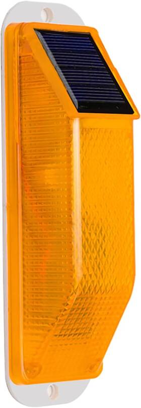 Risoon 778112275554 Solar Powered Yellow Strobe Warning Light Ip65 Waterproof Auto Night Sensor