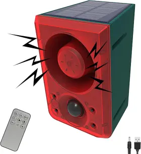 N911n Risoon Solar Outdoor Motion Sensor Alarm Dog Barking And Gunshot Sound 130db Remote