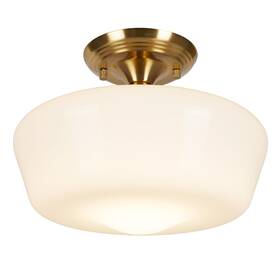 Rosient 587580892 Schoolhouse Style Semi Flush Mount Ceiling Light Fixture 12 Inch Modern Brass