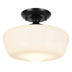 Rosient 976283549 Schoolhouse Style Semi Flush Mount Ceiling Light Fixture 12 Inch -black