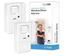 Dp-09ds-a Rosmila Door Window Alarms - 2 Pack Adjustable Volume Chimealarm Wireless Wind