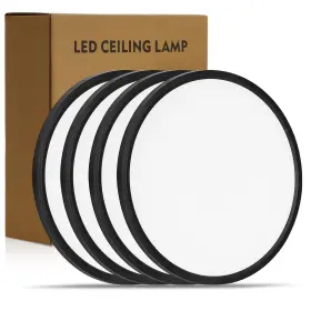 4pk-5cct Rovexo 36684001 14.9 Inch 4pk Led Flush Mount Ceiling Light Etl 32w Black