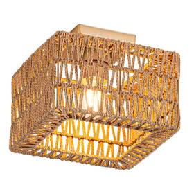Rpzloila 7106-1x-gd Rattan Ceiling Light Gold Boho Fixture 1-light-square
