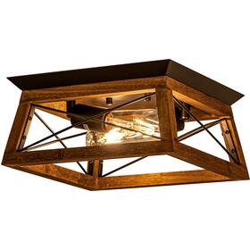 Rpzloila 8106-2x-bk Farmhouse Ceiling Light 2-light Flush Mount Fixture Black10