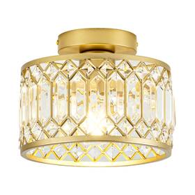 Rpzloila 8802-1x-gd Crystal Ceiling Light Modern Semi Flush Mount Gold