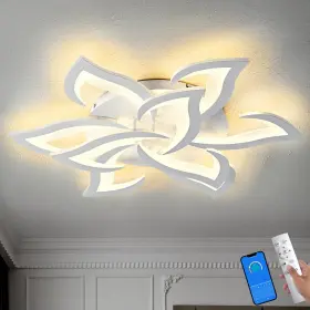 Rb-dj56 Ruibutrade Modern Ceiling Light With App And Remote Control Dimmable Led White-9 Petals