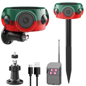 3x120db Senkefei Ss 752811529675 Solar Outdoor Motion Sensor Alarm - 360 Detection And Speakers 3 Sens