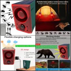 Senkefei Ss 752811530282 Solar Outdoor Motion Sensor Alarm - Dog Barking And Gunshot Sound 130db Senkefei Ss 752811530282 Solar Outdoor Motion Sensor Alarm - Dog Barking And Gunshot Sound 130db