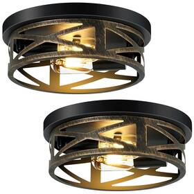 Skejao Sk004g Flush Mount Ceiling Light Fixture Rustic 10.7 Inch Metal Black